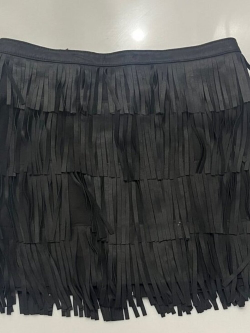 Boston Proper Charcoal Fringe Mini Skirt